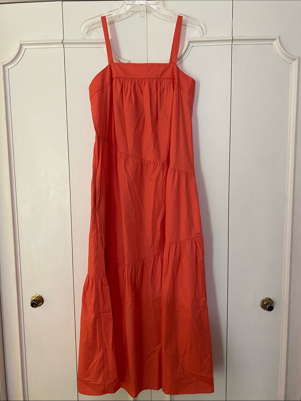 Donna Morgan Hawaii OCN Coral Tiered Maxi Dress with pockets - Sz 10 NWOT